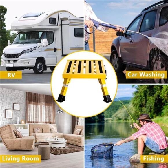 Wheels RV Steps Portable Foldable RV Steps Anti-Slip Surface with Handles - Picture 6 of 7